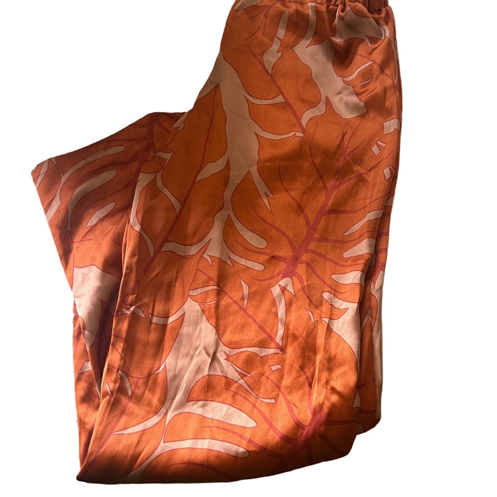 Rachel Zoe Satin Corset Top Wide Leg Pants Set NWT S Burnt Orange - Picture 6 of 12